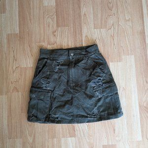 Carmar Distressed Green Mini Skirt